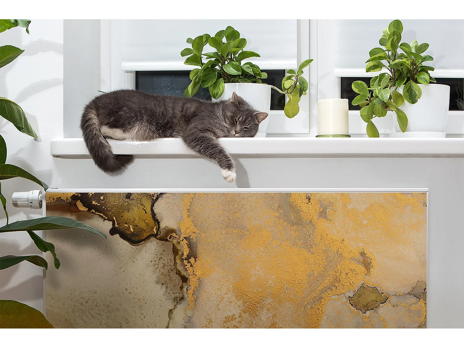 Magnetmatte für einen Heizkörper - Abstraktes Gold 90 x 60 cm, Magnet für einen Heizkörper