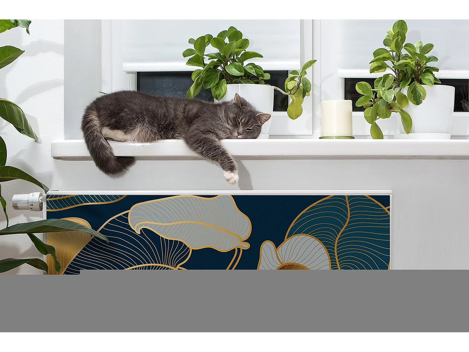 Tapis magnétique pour radiateur - Feuilles Plantes 80 x 60 cm, Aimant pour radiateur