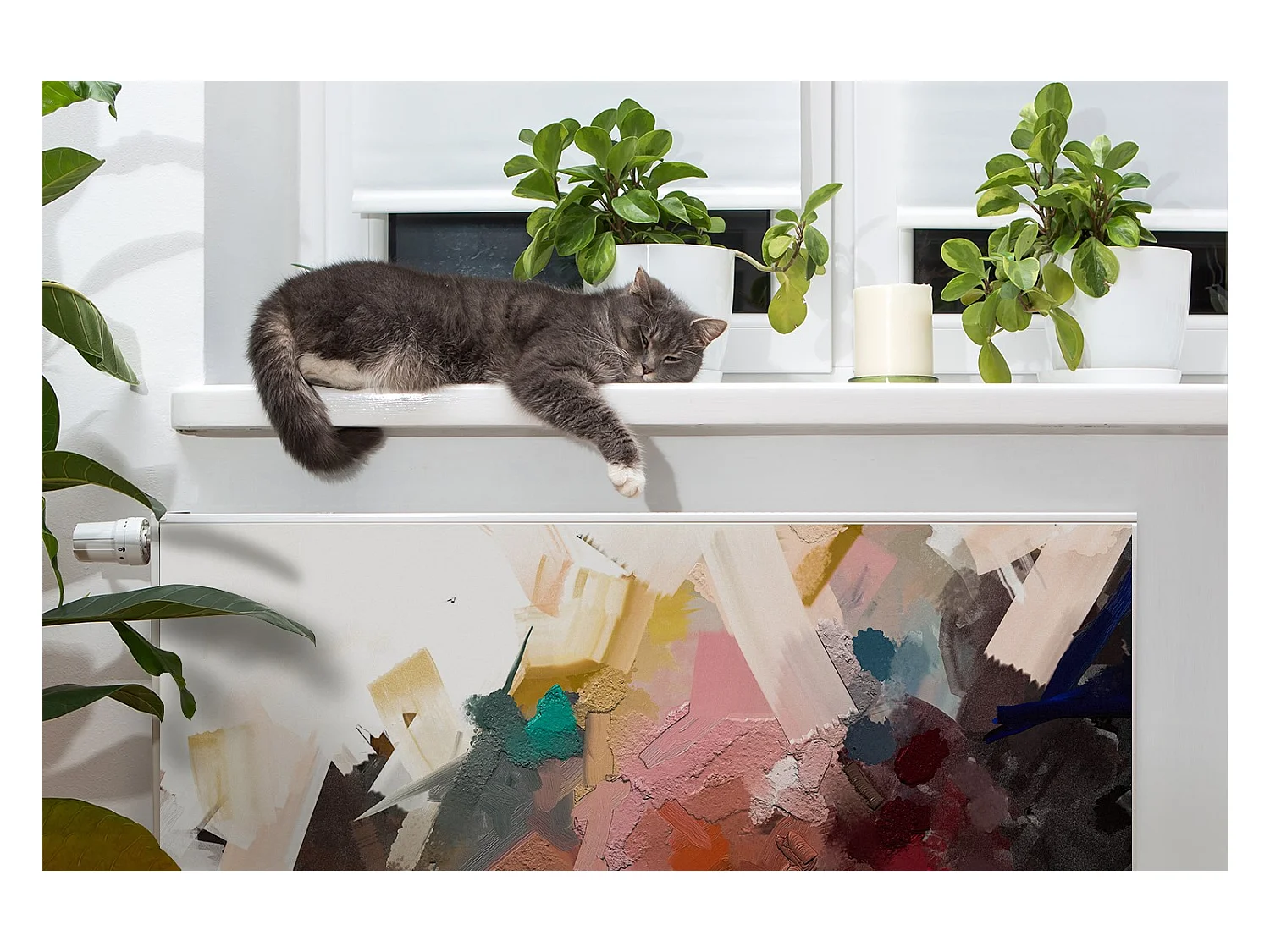 Magnetmatte für einen Heizkörper – Abstraktes Gemälde 90 x 60 cm, Magnet für einen Heizkörper