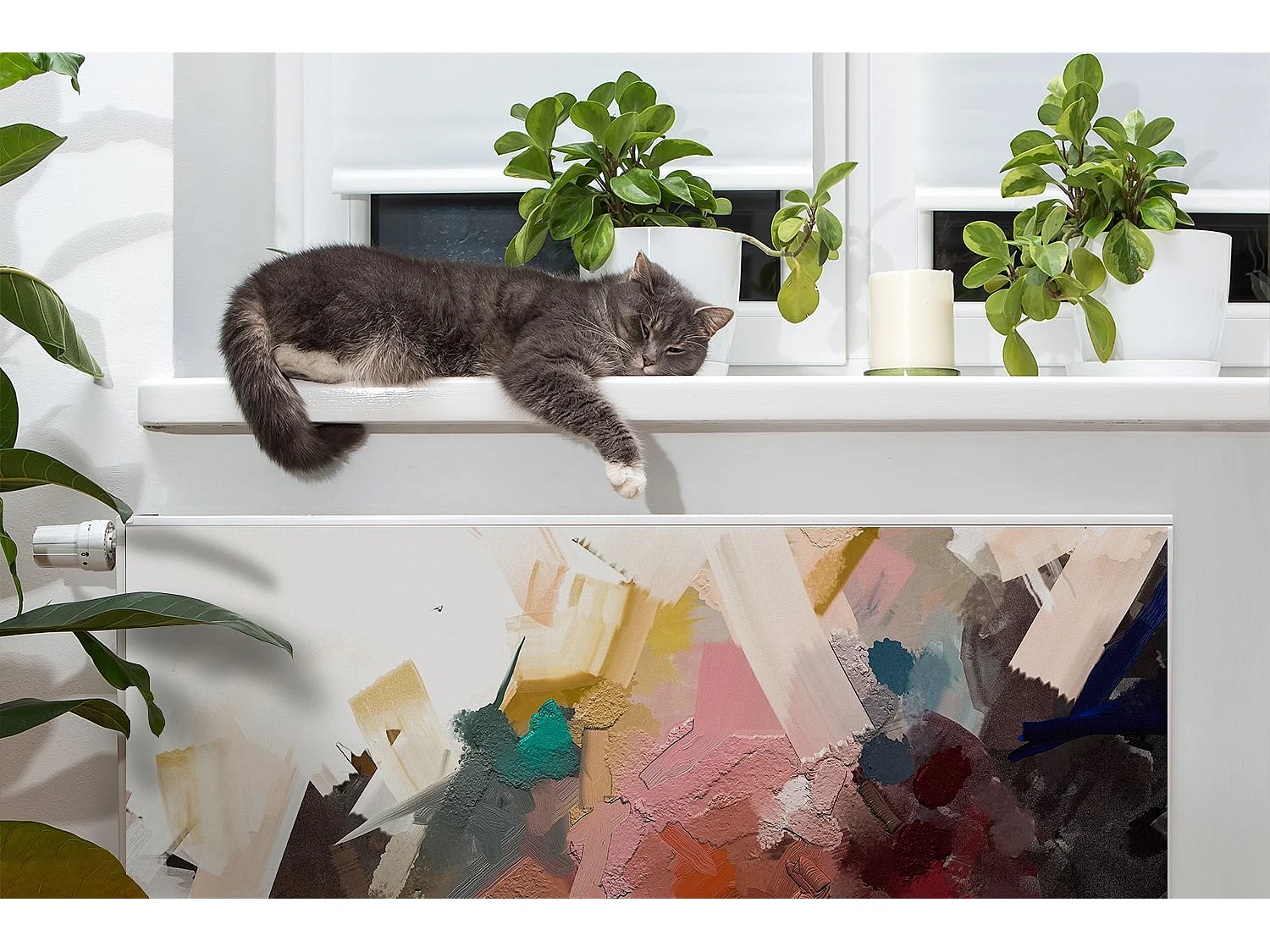 Tapis magnétique pour radiateur - Tableau abstrait 90 x 60 cm, Aimant pour radiateur