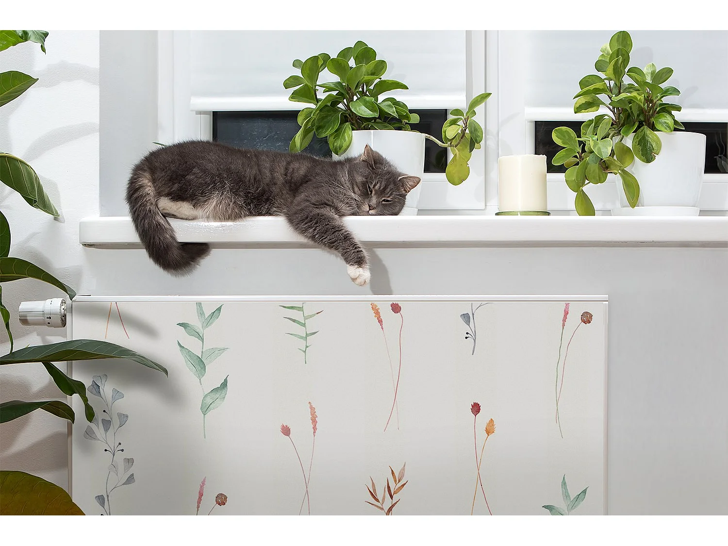 Tapis magnétique pour radiateur - Fleurs décoratives 80 x 60 cm, Aimant pour radiateur