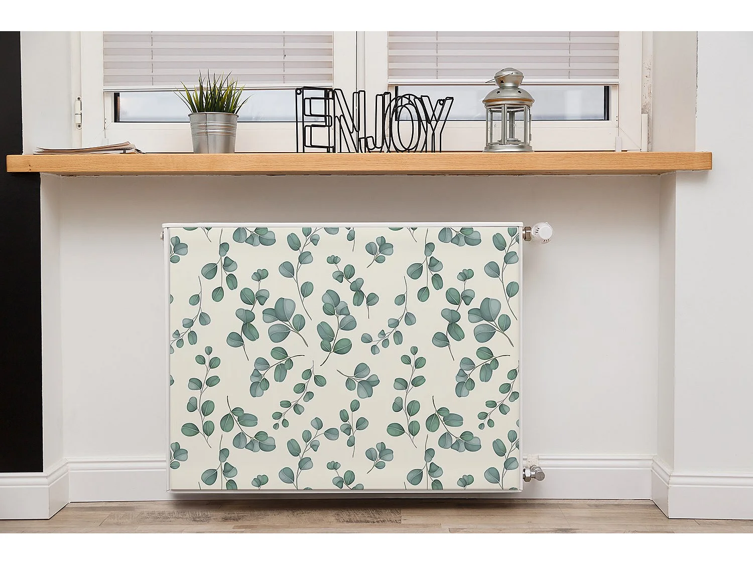 Tapis magnétique pour radiateur - Feuilles vertes 80 x 60 cm, Aimant pour radiateur