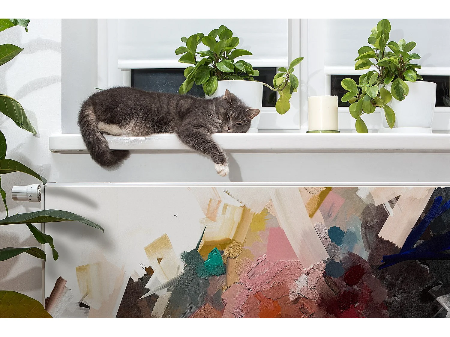 Magnetmatte für einen Heizkörper – Abstraktes Gemälde 100 x 60 cm, Magnet für einen Heizkörper