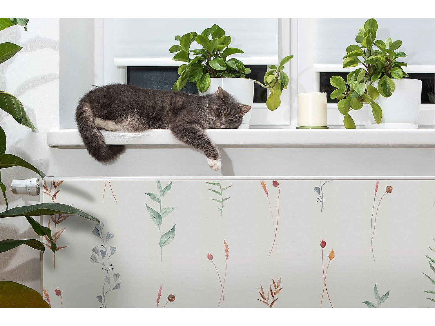 Magnetmatte für einen Heizkörper - Dekorative Blumen 100 x 60 cm, Magnet für einen Heizkörper