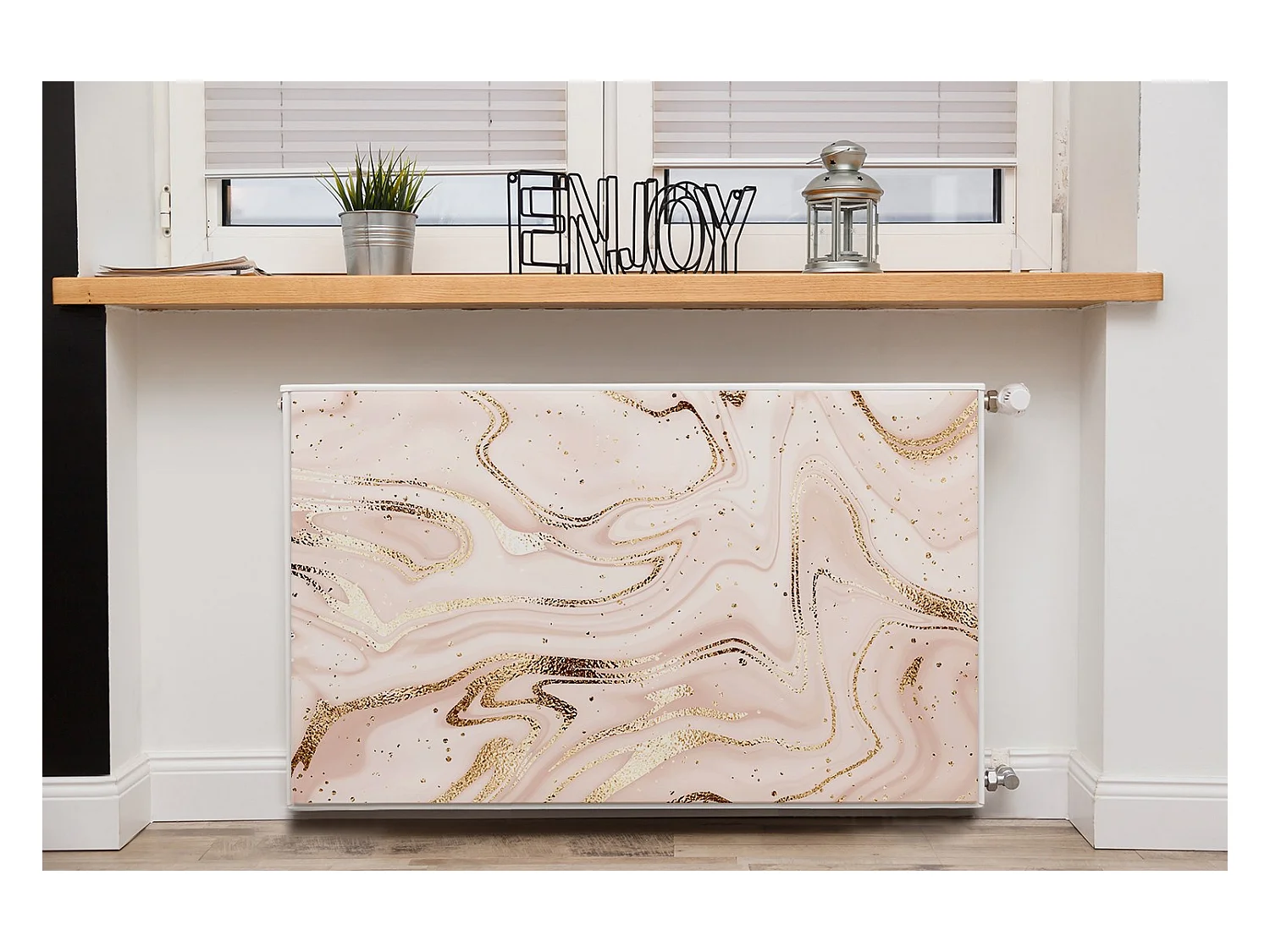 Magnetische Matte für einen Heizkörper - Abstraktion in Roségold 100 x 60 cm, Magnet für einen Heizkörper