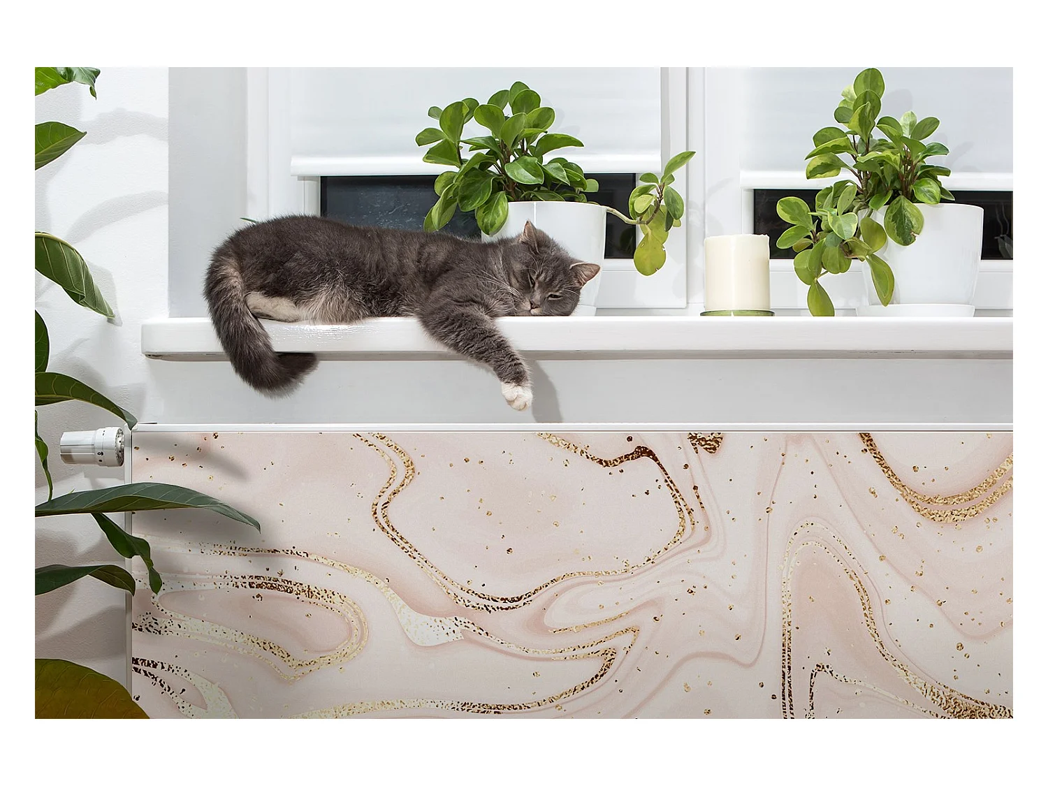 Magnetische Matte für einen Heizkörper - Abstraktion in Roségold 100 x 60 cm, Magnet für einen Heizkörper