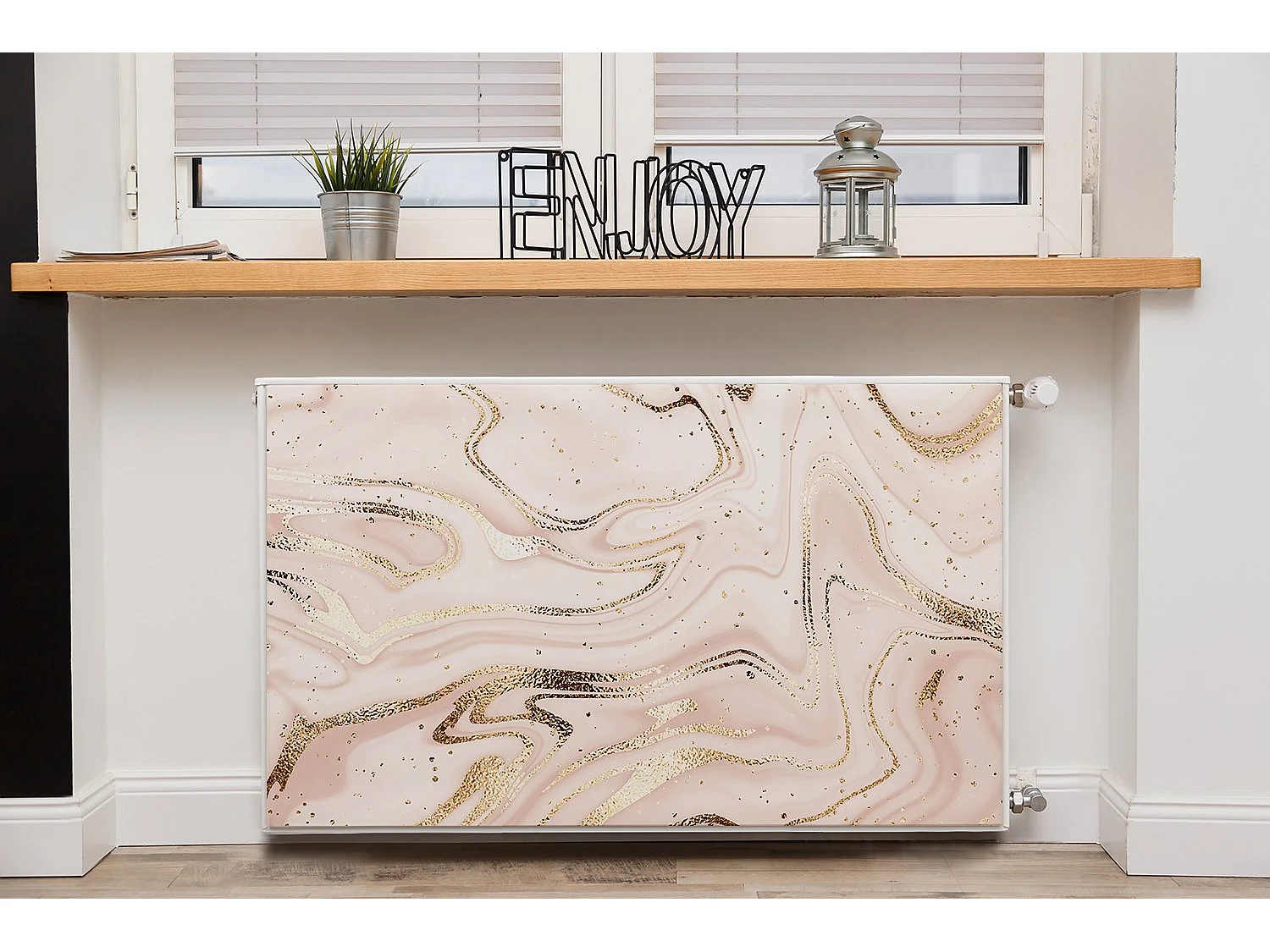 Tapis magnétique pour radiateur - Abstraction or rose 100 x 60 cm, Aimant pour radiateur