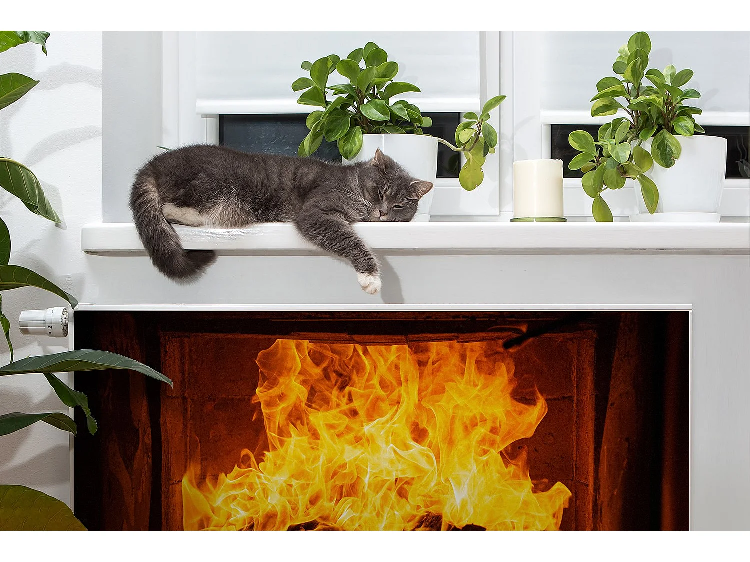 Magnetische Matte für einen Heizkörper – Bonfire Fire 90 x 60 cm, Magnet für einen Heizkörper