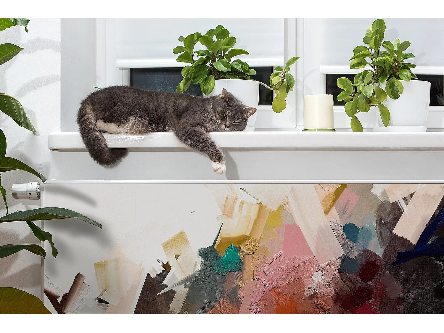 Tapis magnétique pour radiateur - Tableau abstrait 110 x 60 cm, Aimant pour radiateur