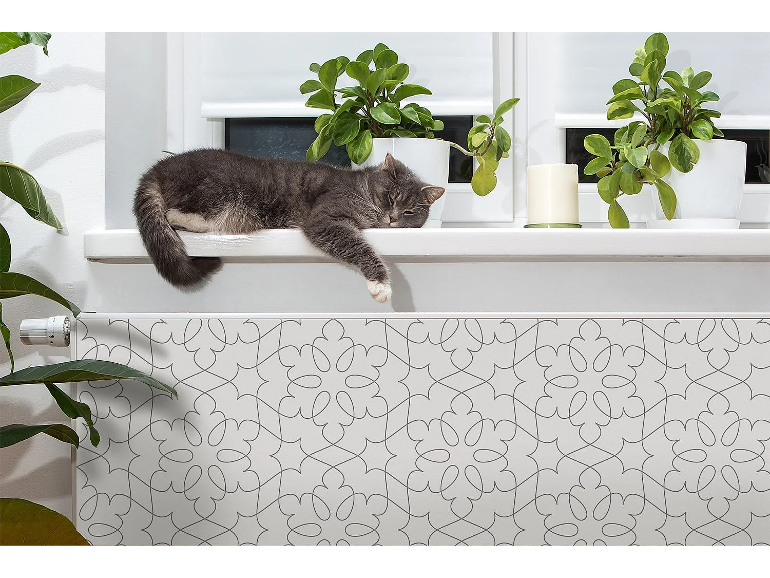 Magnetmatte für einen Heizkörper - Ornament inie 110 x 60 cm, Magnet für einen Heizkörper