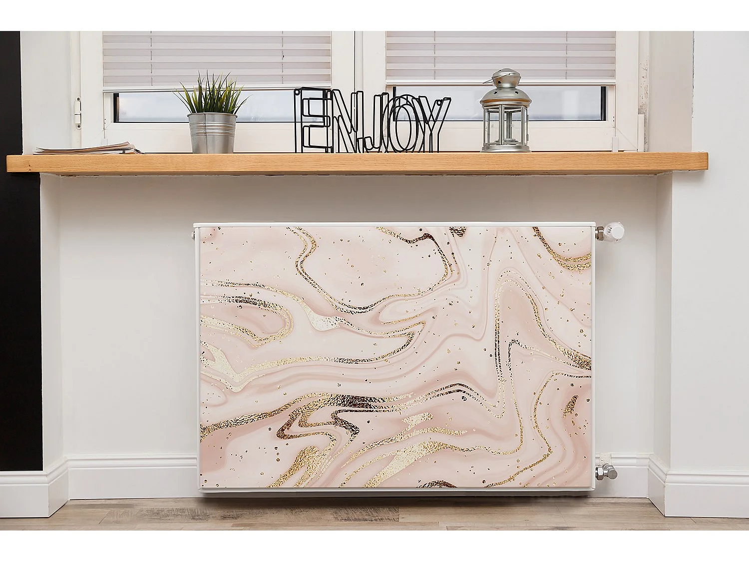 Magnetische Matte für einen Heizkörper - Abstraktion in Roségold 90 x 60 cm, Magnet für einen Heizkörper