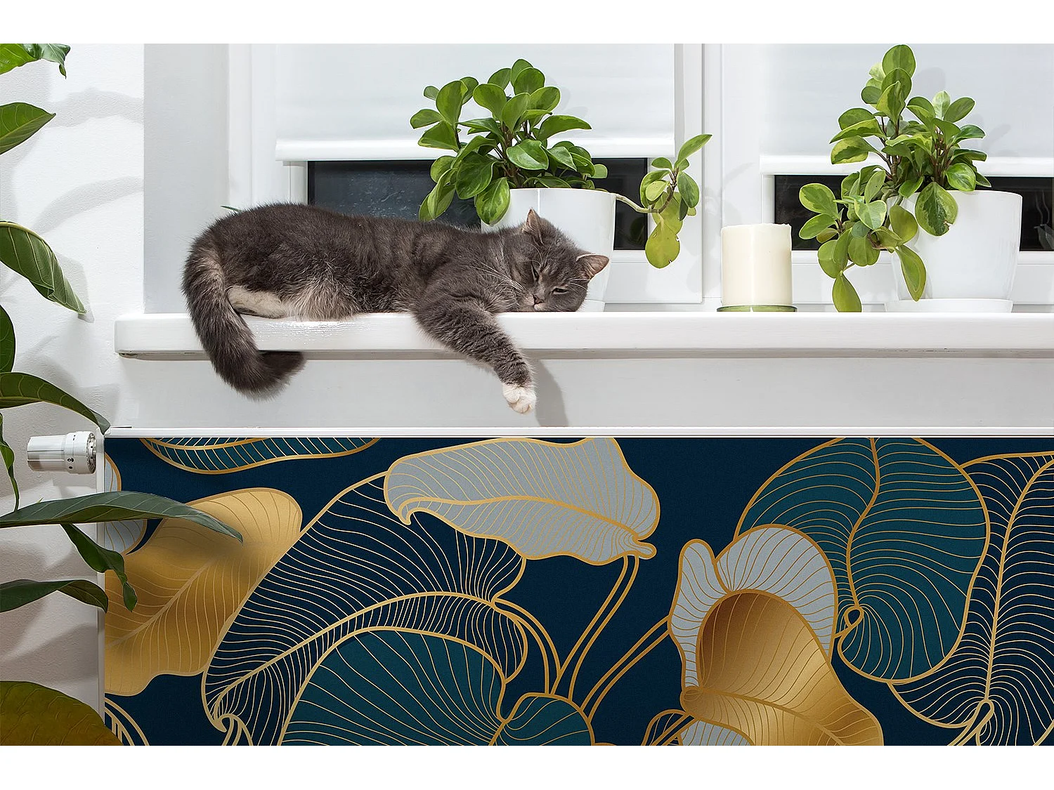 Tapis magnétique pour radiateur - Feuilles Plantes 100 x 60 cm, Aimant pour radiateur