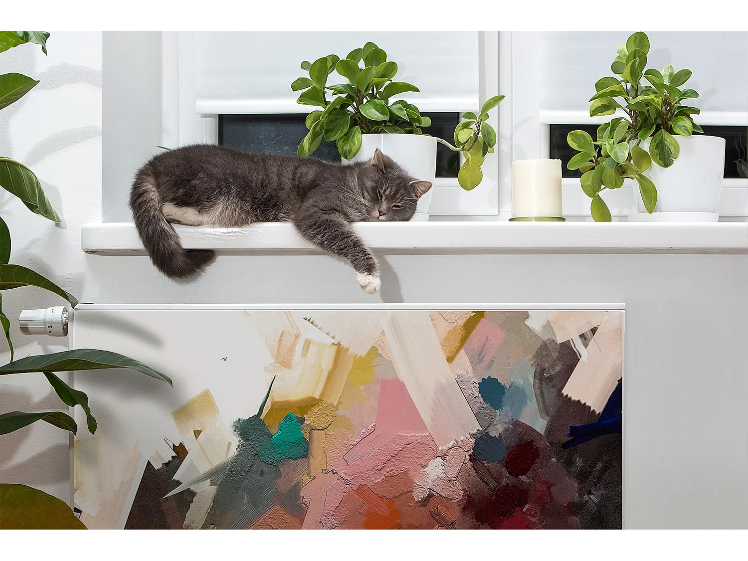 Tapis magnétique pour radiateur - Tableau abstrait 80 x 60 cm, Aimant pour radiateur