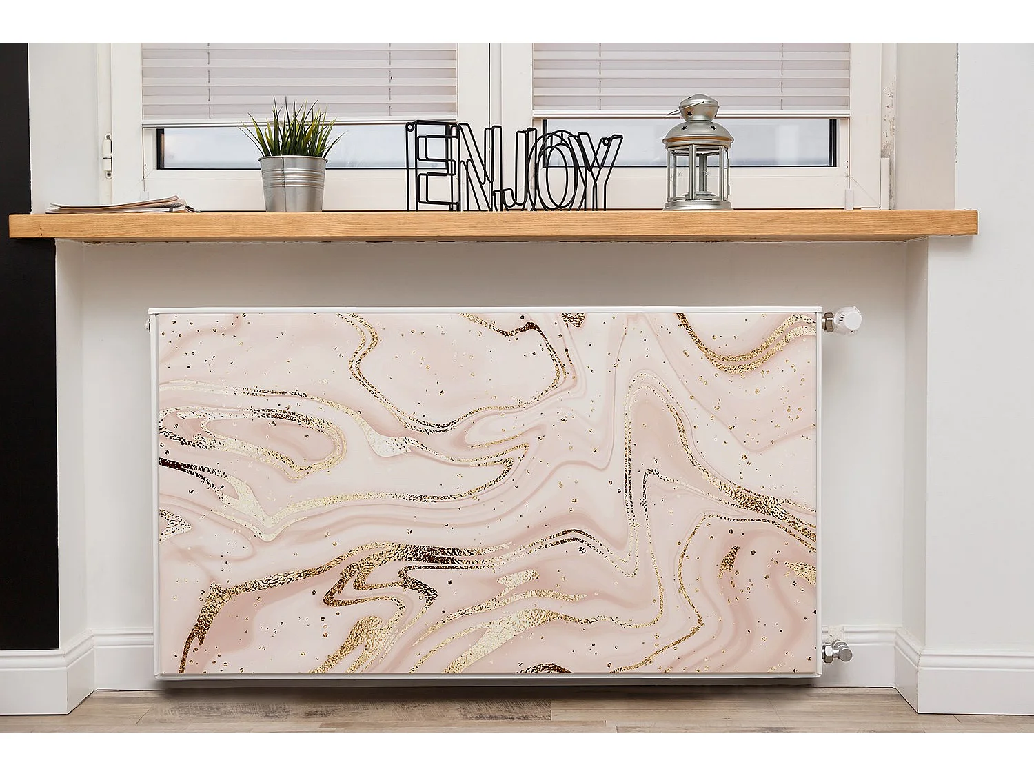 Tapis magnétique pour radiateur - Abstraction or rose 110 x 60 cm, Aimant pour radiateur