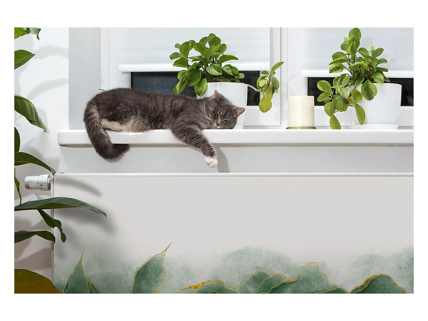Tappetino magnetico per termosifone - Foglie 110 x 60 cm, Magnete per termosifone