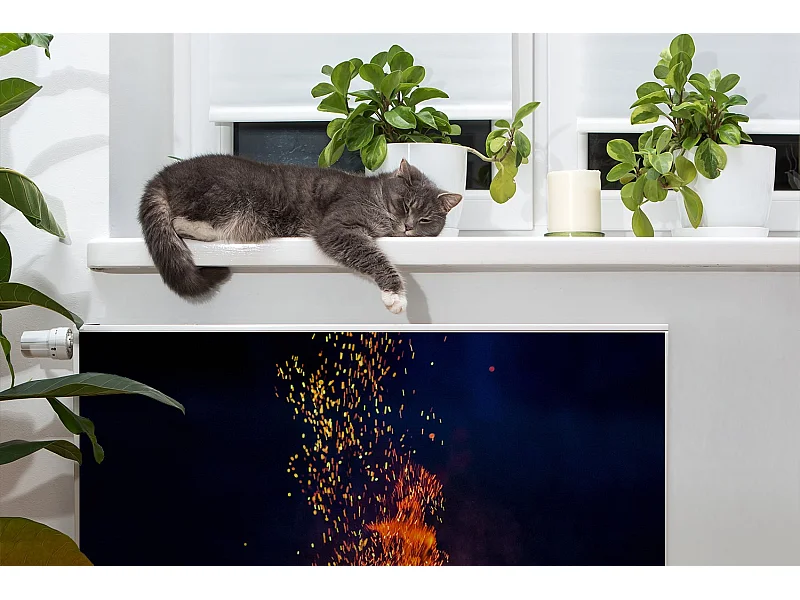 Magnetische mat voor een radiator - Open haard Open haard 80 x 60 cm, Magneet voor een radiator