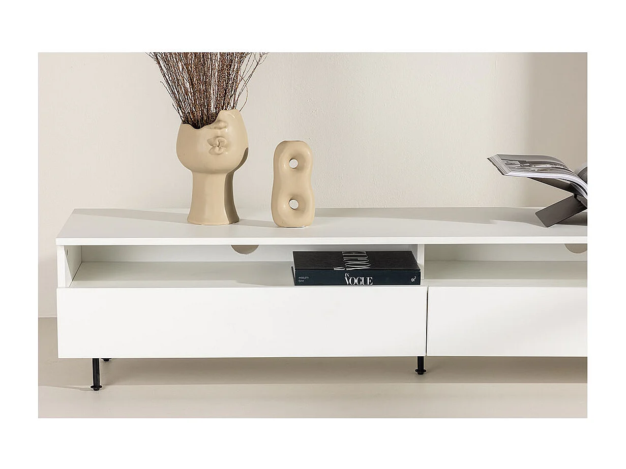 Meuble TV 2 Tiroirs "Navarra" 180cm Blanc