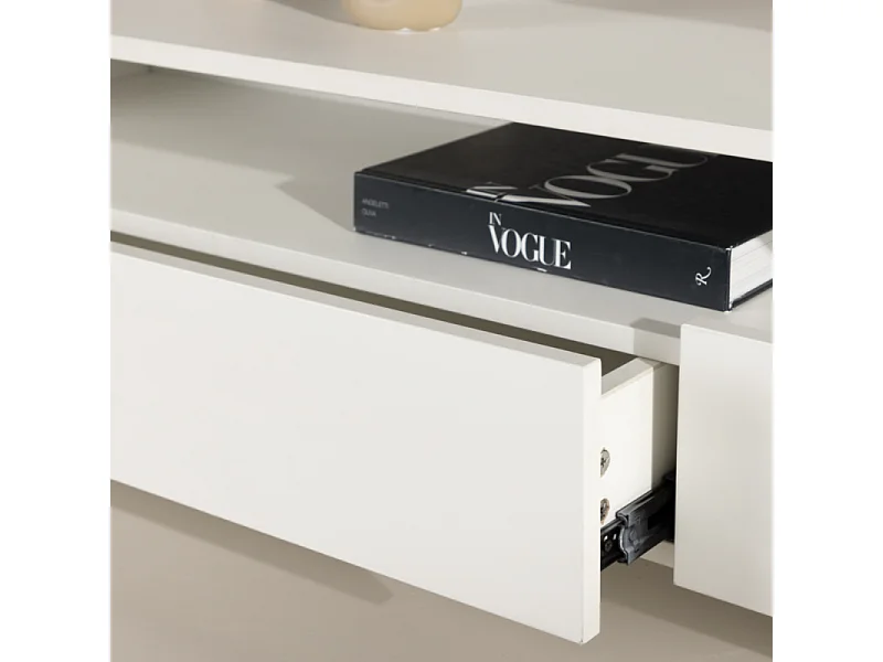 Meuble TV 2 Tiroirs "Navarra" 180cm Blanc