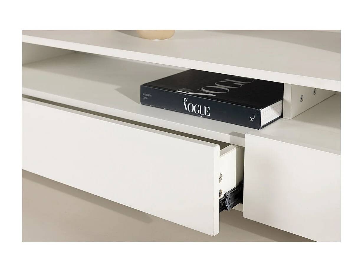 Meuble TV 2 Tiroirs "Navarra" 180cm Blanc