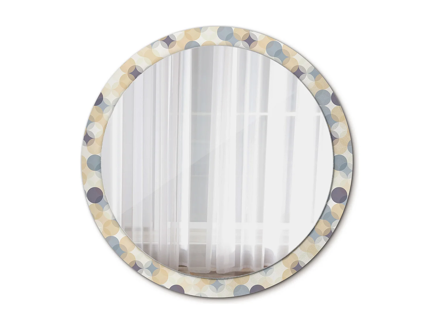 Miroir rond décoratif - Cercles géométriques - 100 cm
