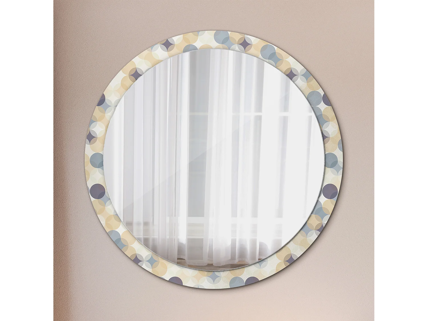 Miroir rond décoratif - Cercles géométriques - 100 cm