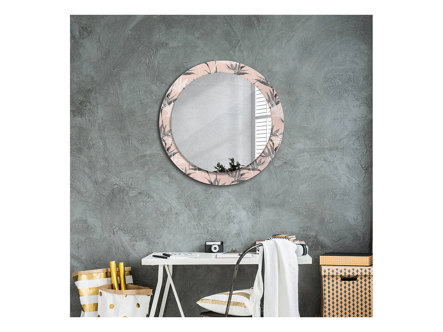 Decoratieve ronde spiegel - Strelitzia - 60 cm