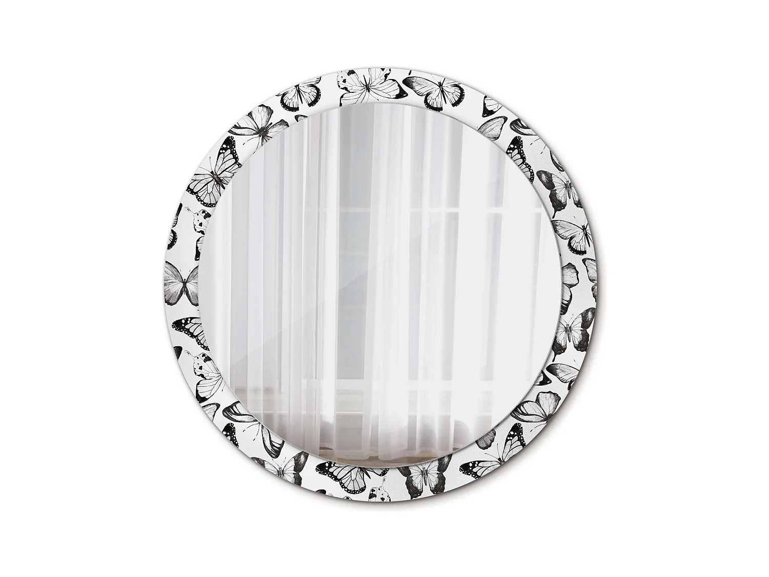 Miroir rond décoratif - Papillons - 90 cm