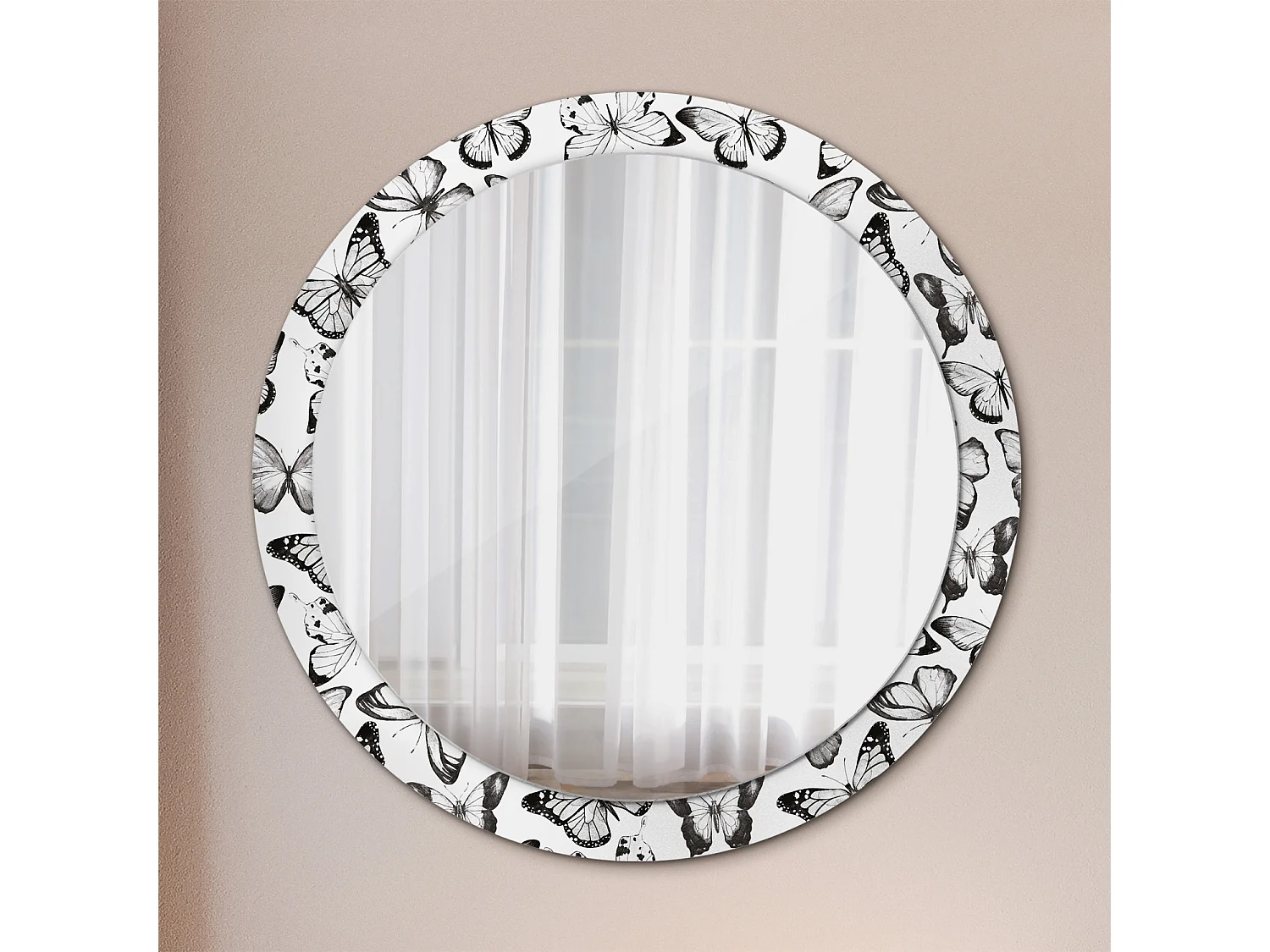 Ronde decoratieve spiegel - vlinders - 90 cm