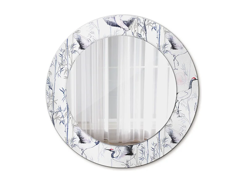 Runder dekorativer Spiegel - Kranichvögel - 50 cm