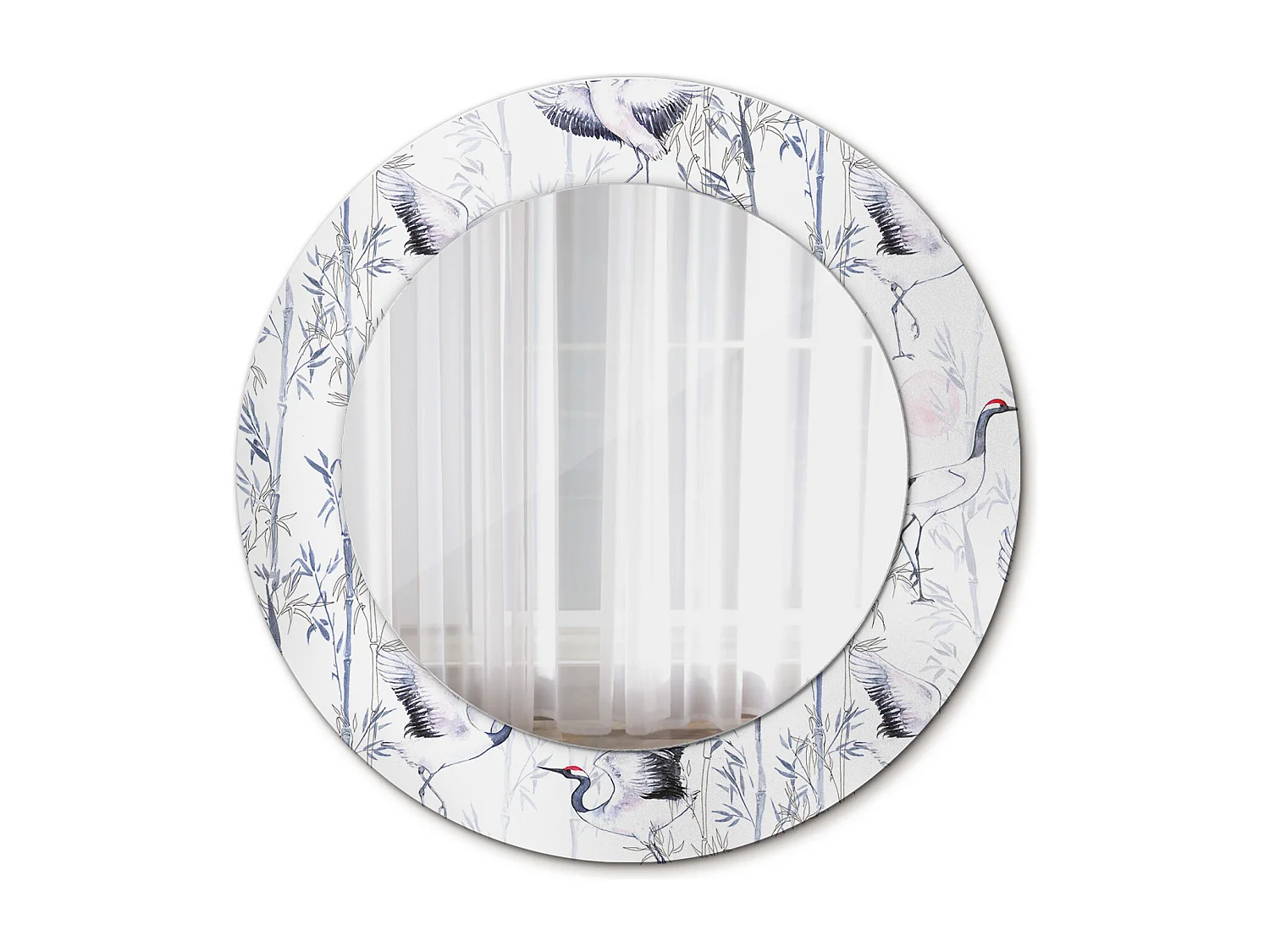 Ronde decoratieve spiegel - Kraanvogels - 50 cm