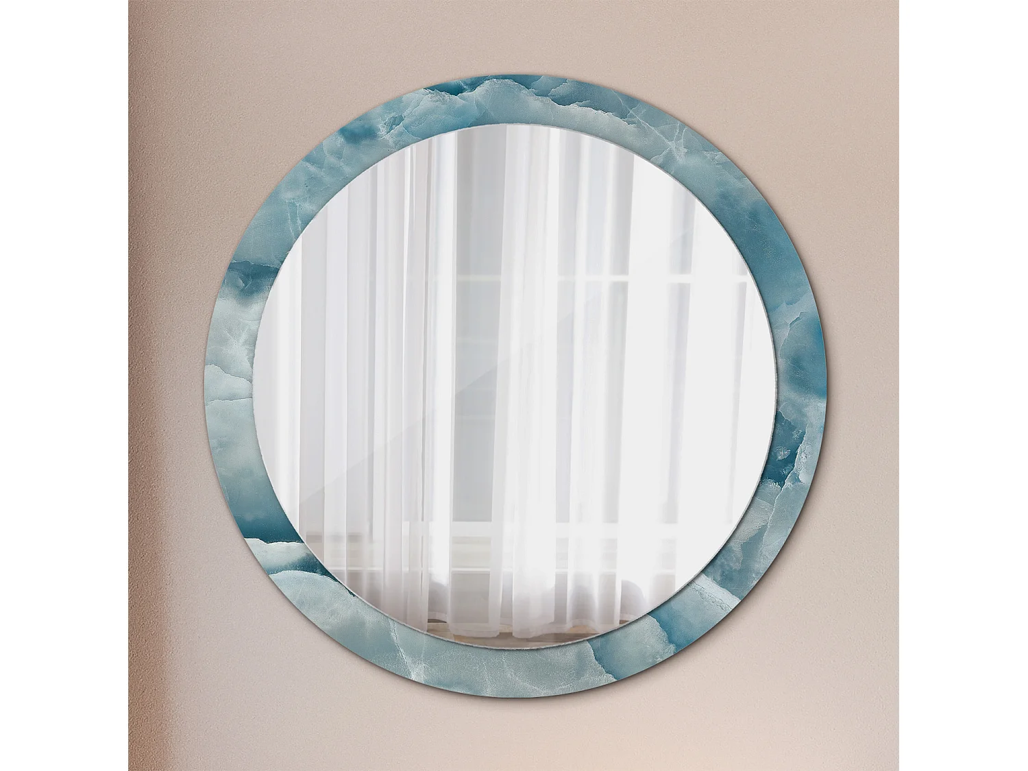 Runder dekorativer Spiegel - Blauer Onyxmarmor - 90 cm