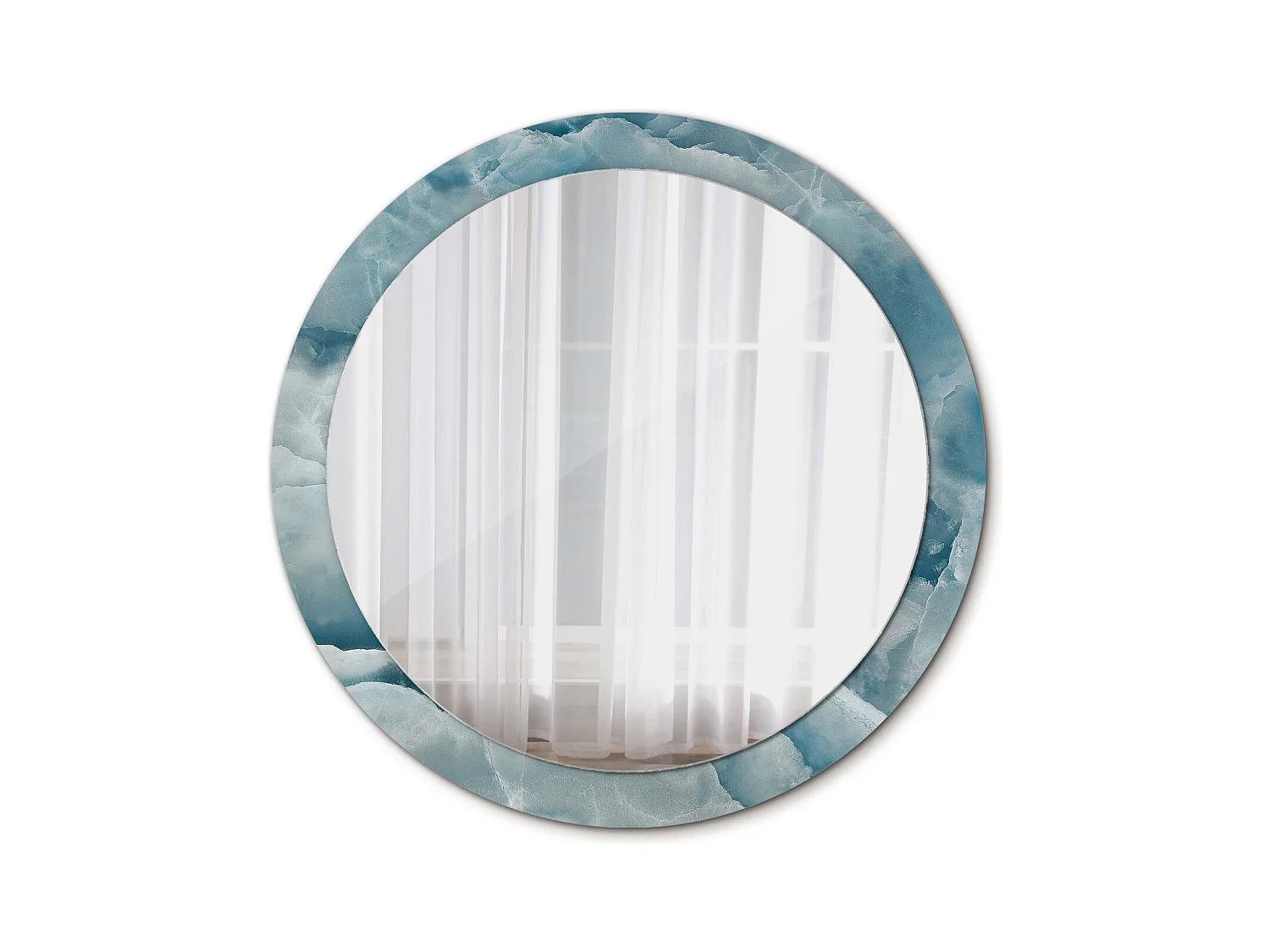 Ronde decoratieve spiegel - Blauw Onyx Marmer - 90 cm