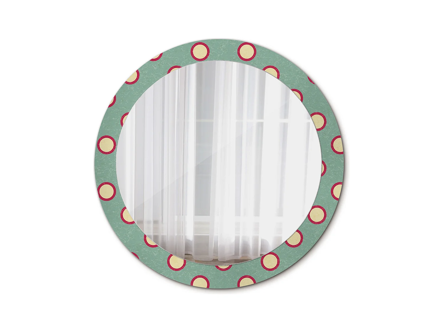 Miroir rond décoratif - Cercles points - 80 cm