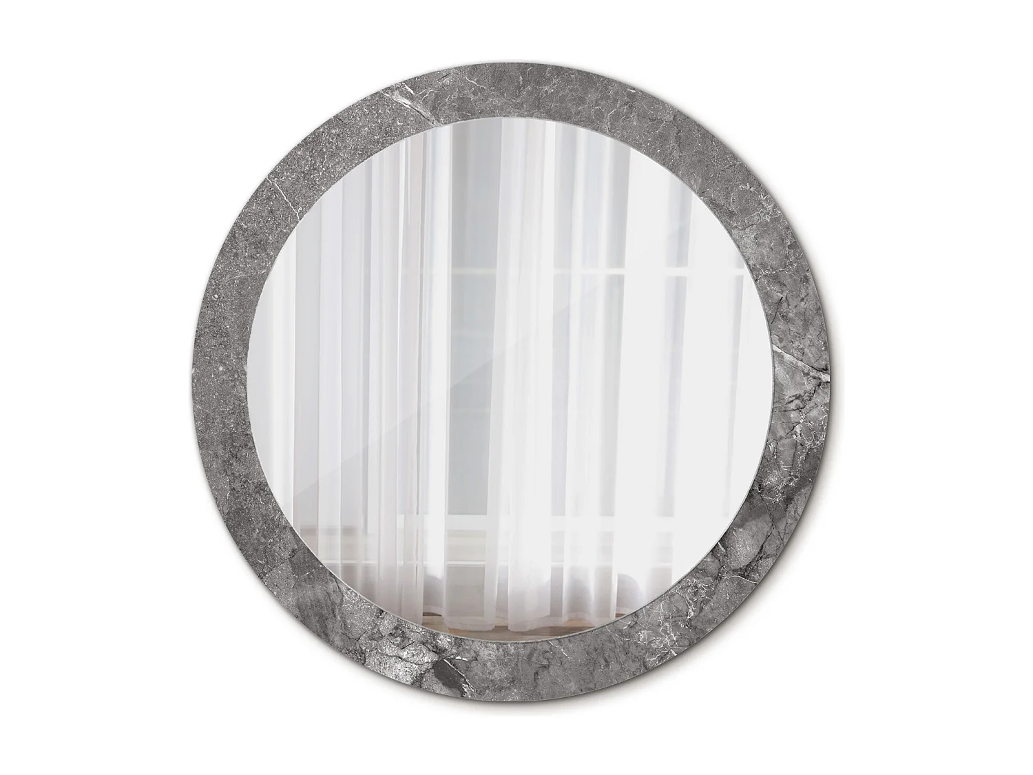 Runder dekorativer Spiegel – Rustikaler Marmor – 80 cm