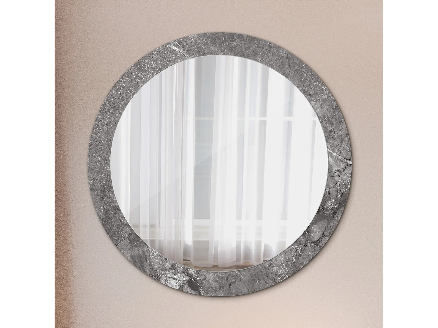 Runder dekorativer Spiegel – Rustikaler Marmor – 80 cm