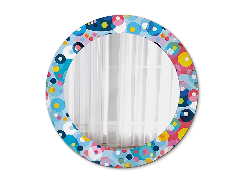 Dekorativer runder Spiegel – Farbige Kreise – 60 cm