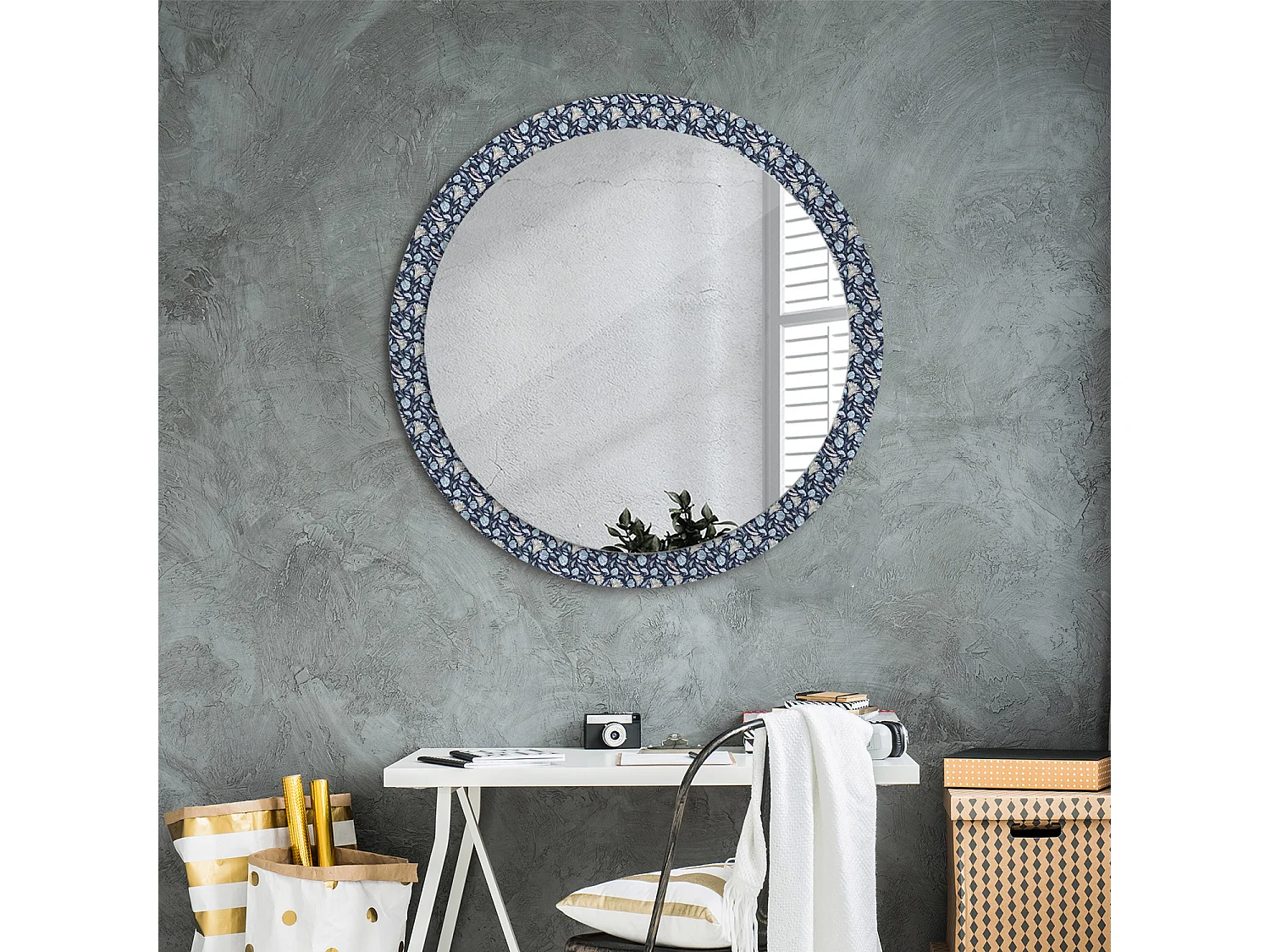 Ronde decoratieve spiegel - Boho motief - 90 cm