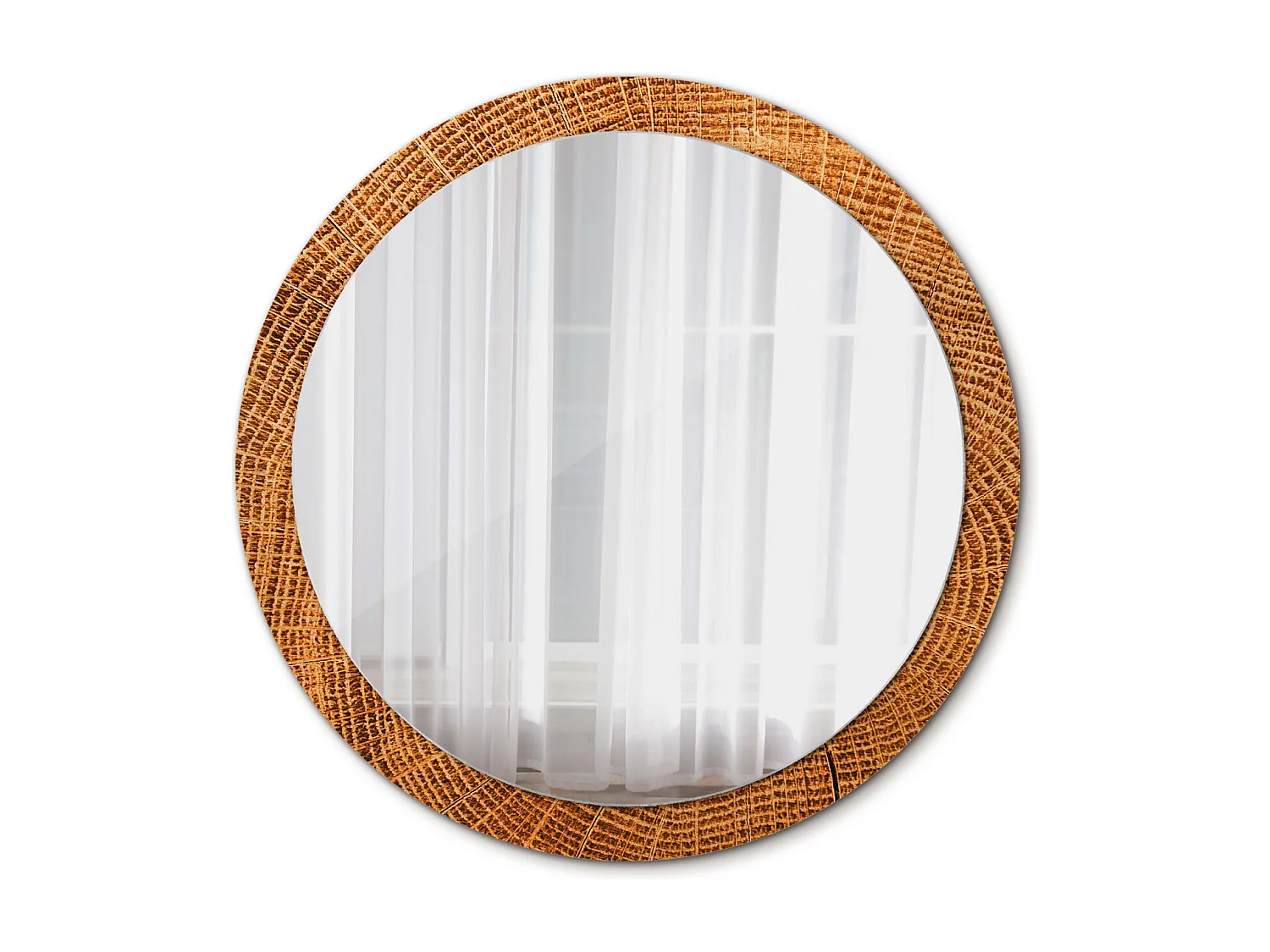 Miroir rond décoratif - Bois de chêne - 100 cm