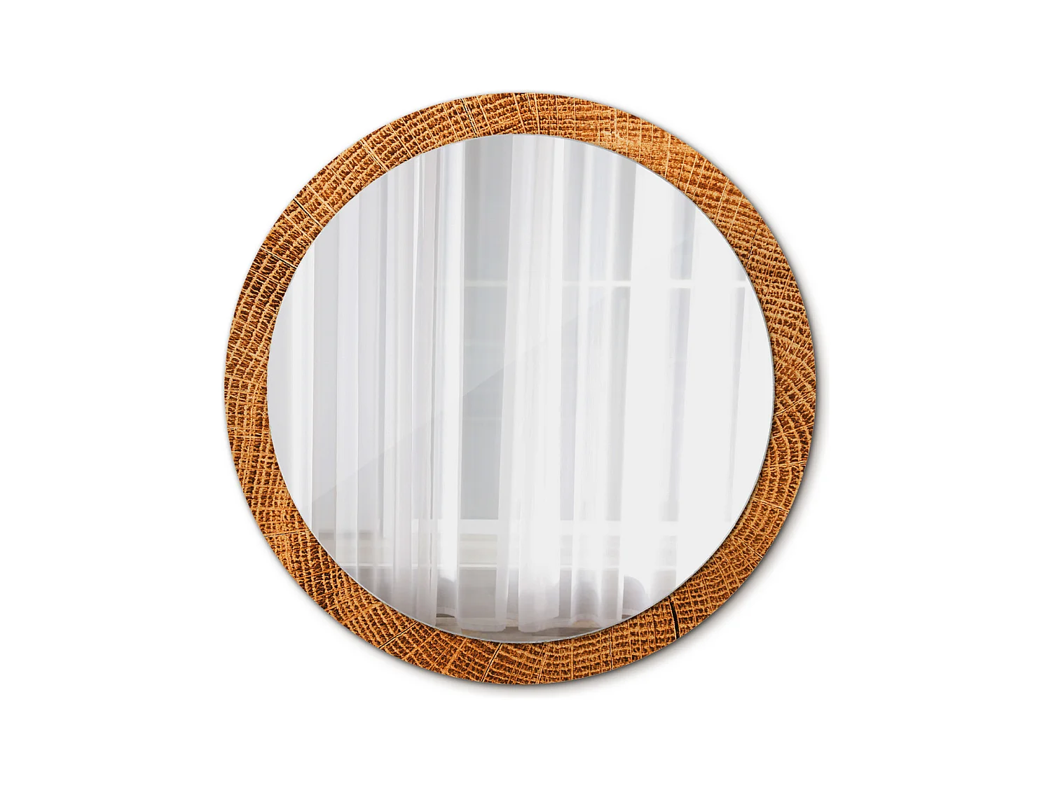 Miroir rond décoratif - Bois de chêne - 100 cm
