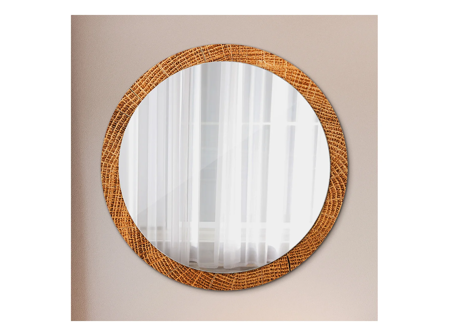 Runder dekorativer Spiegel - Eichenholz - 100 cm