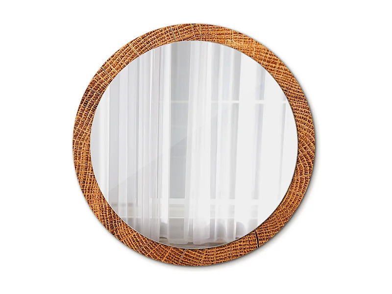 Runder dekorativer Spiegel - Eichenholz - 100 cm