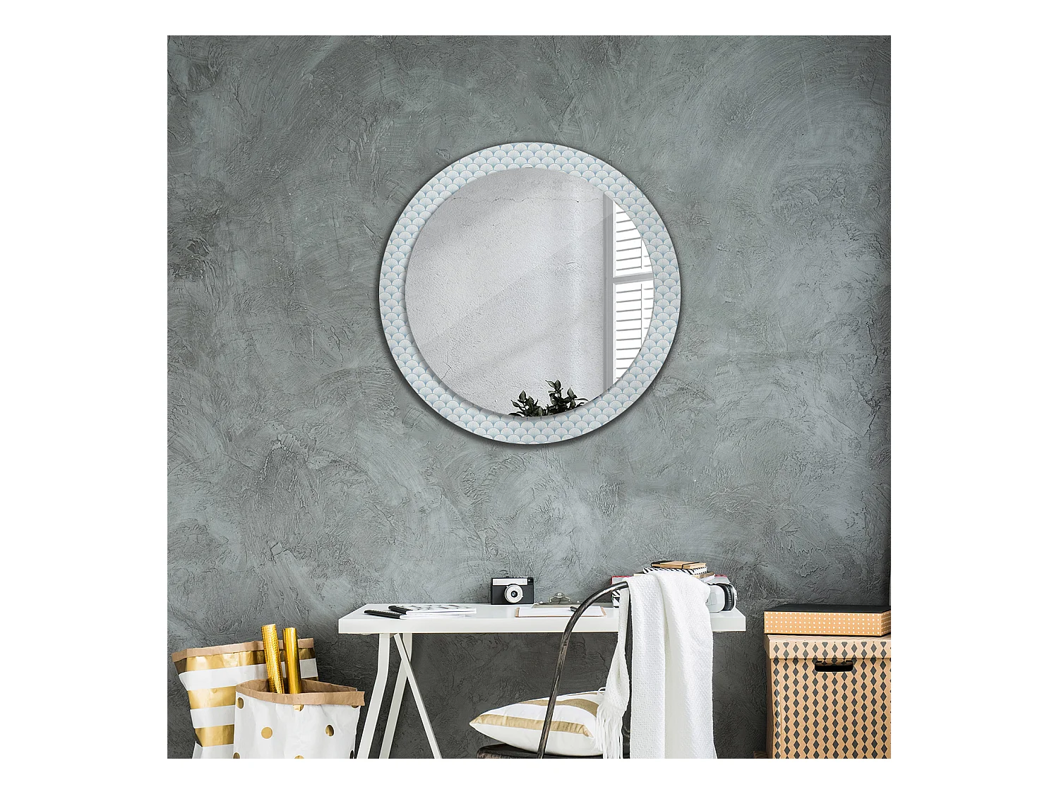 Ronde Decoratieve Spiegel - Retro Vintage Patroon - 80cm