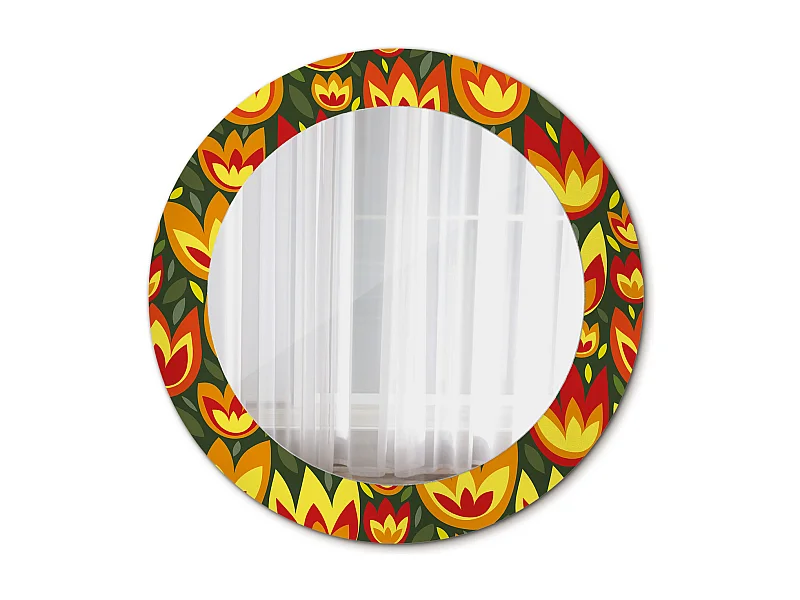 Runder dekorativer Spiegel - Retro-Tulpen - 60 cm