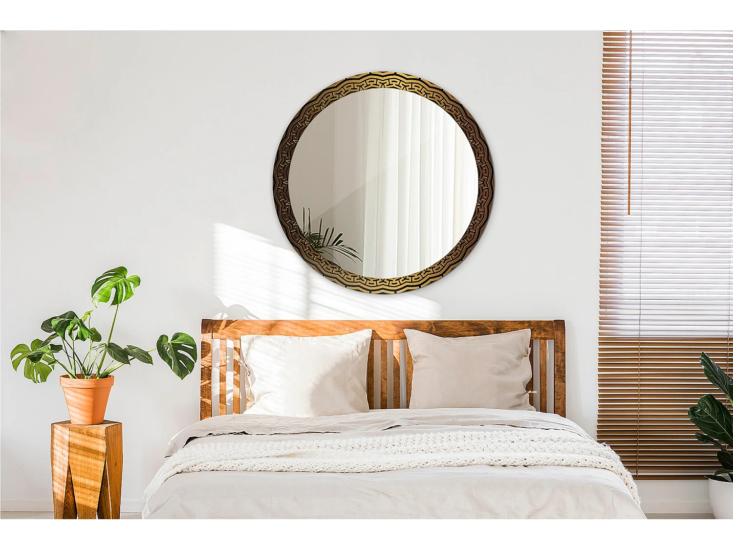 Decoratieve ronde spiegel - Grieks ornament - 90 cm