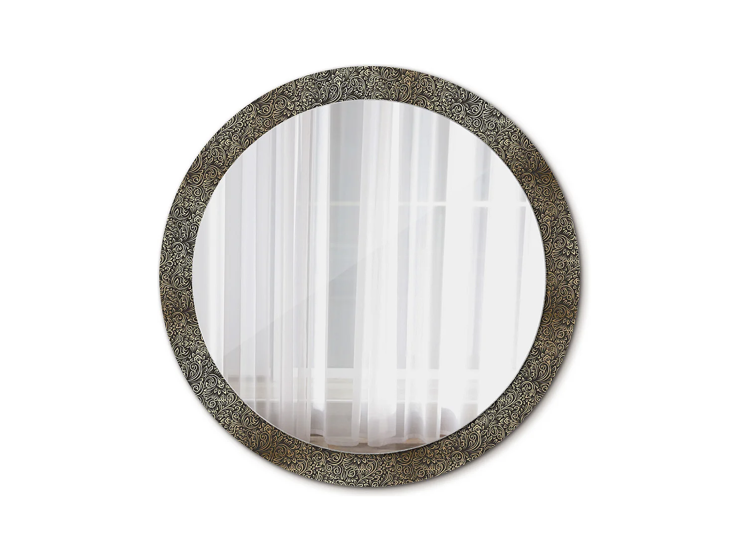 Miroir rond décoratif - Ornement floral - 90 cm