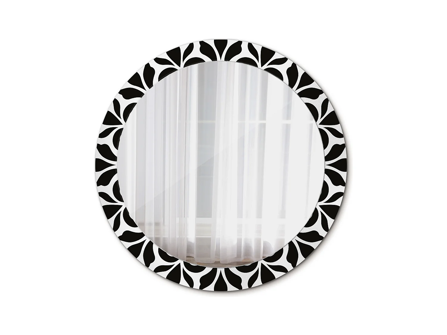 Ronde decoratieve spiegel - zwarte rand - 80 cm