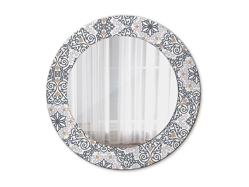Miroir rond décoratif - Ornements géométriques - 50 cm
