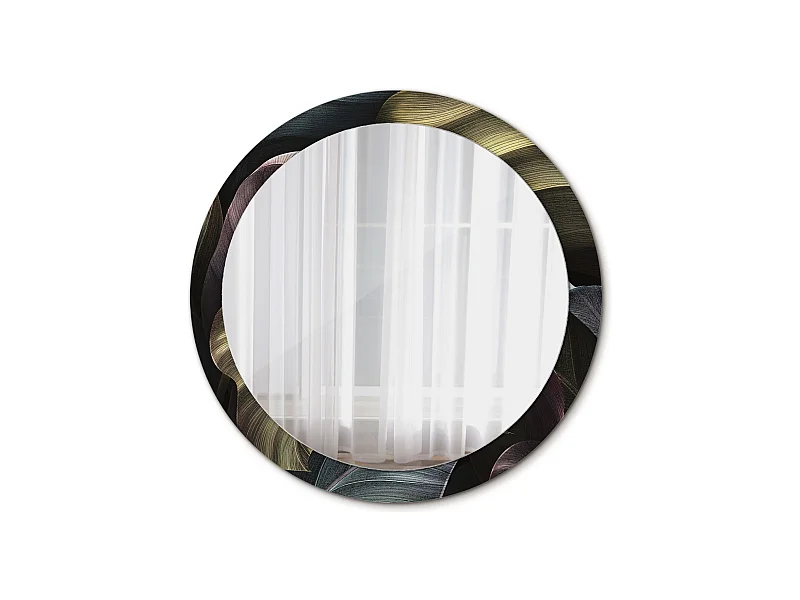 Dekorativer runder Spiegel – Dunkle tropische Blätter – 90 cm