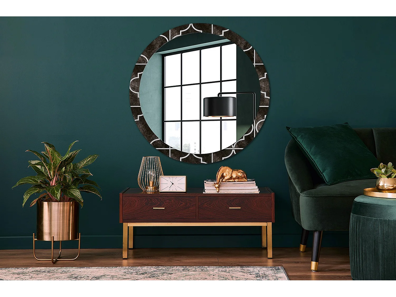 Dekorativer runder Spiegel - Antik-Design - 100 cm