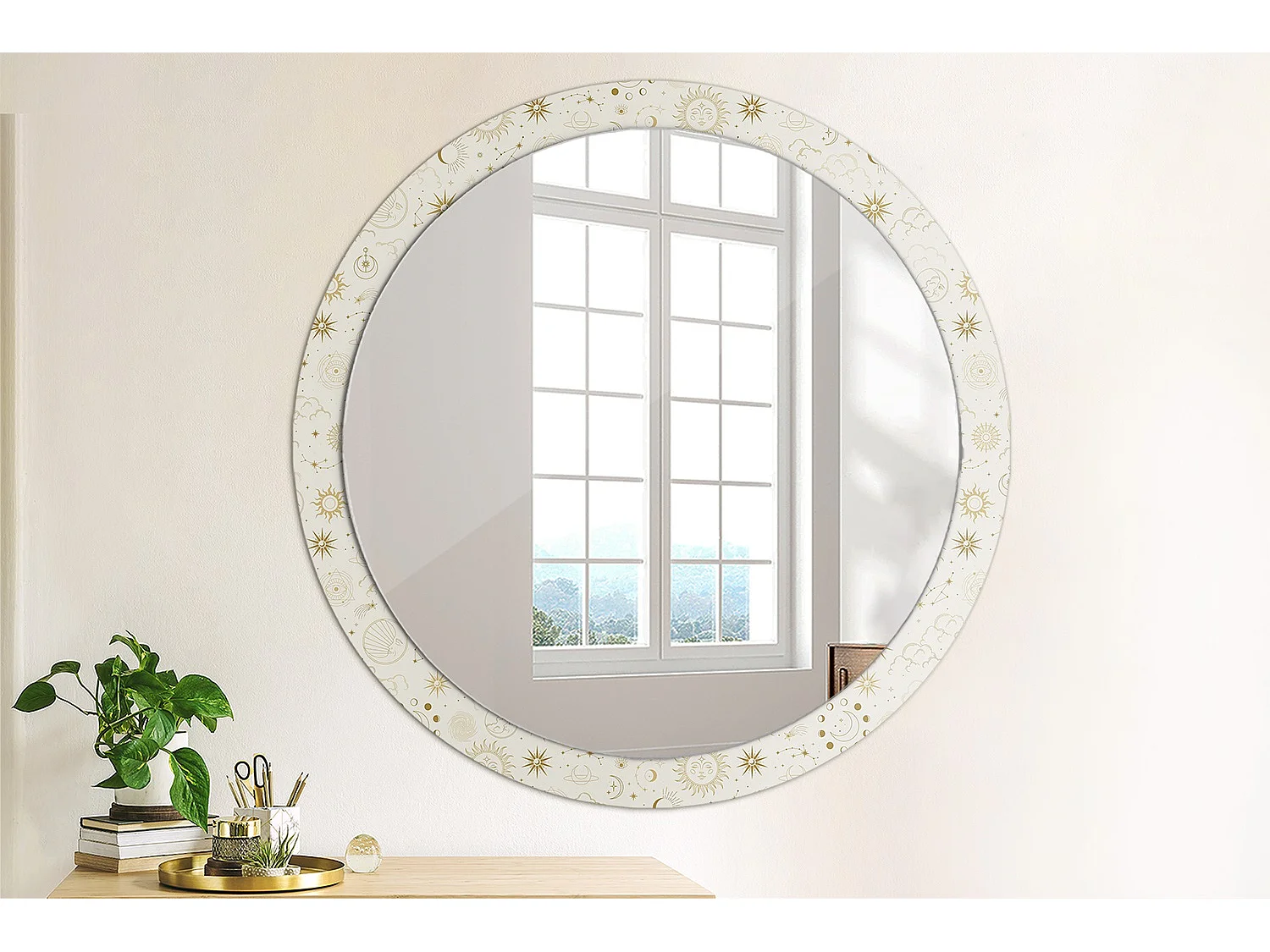 Miroir rond décoratif - Motif mystique - 100 cm